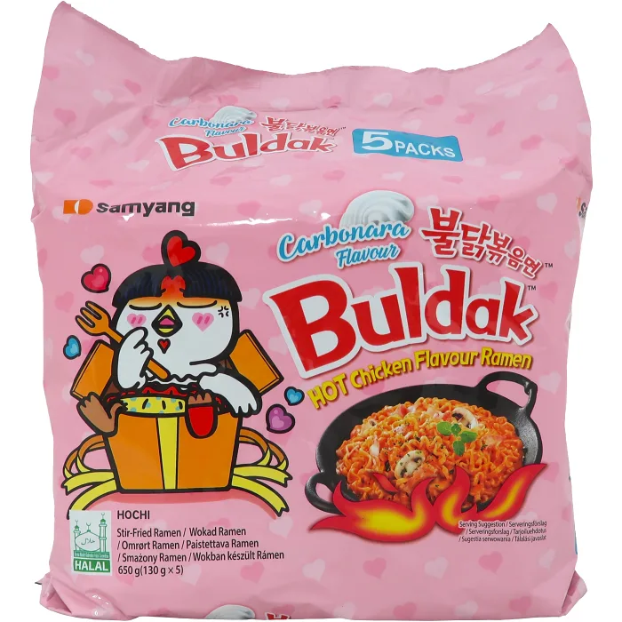 Snabbnudlar Buldak Carbonara smak 650g Samyang