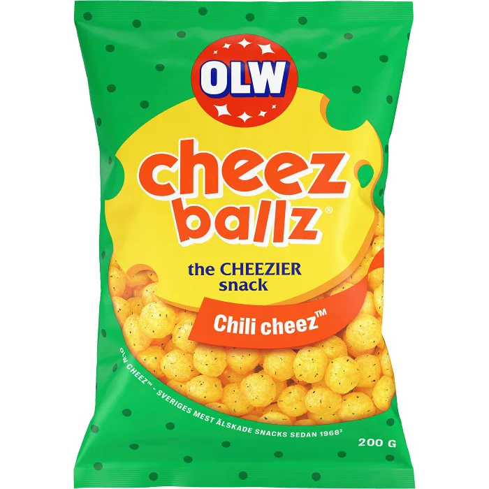 Ostsnacks cheez ballz chili cheez 200g Olw