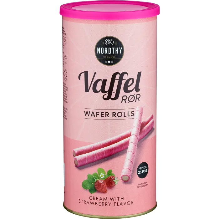 Wafer Rolls Strawberry 250g Nordthy