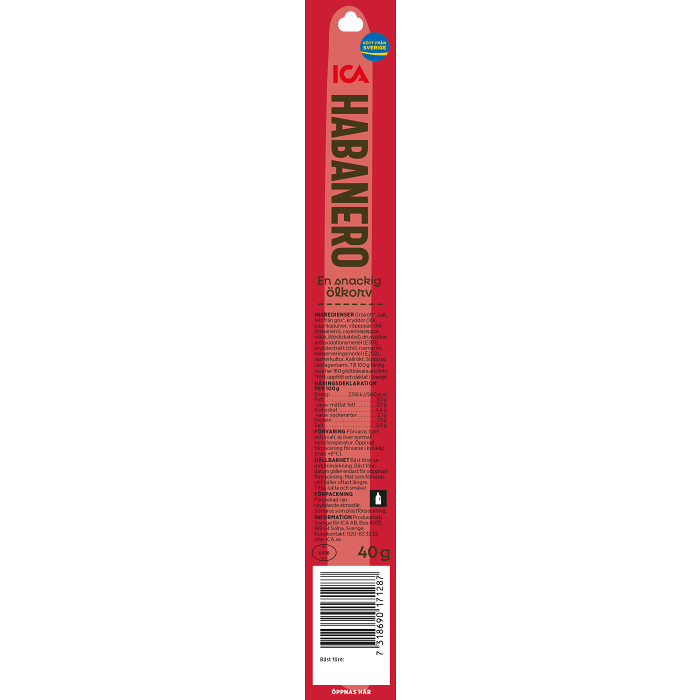 Ölkorv Habanero het och kryddig 40g ICA