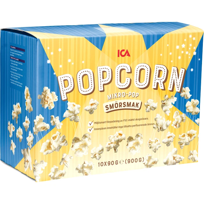 Popcorn Mikropopcorn Smörsmak 10-p 900g ICA