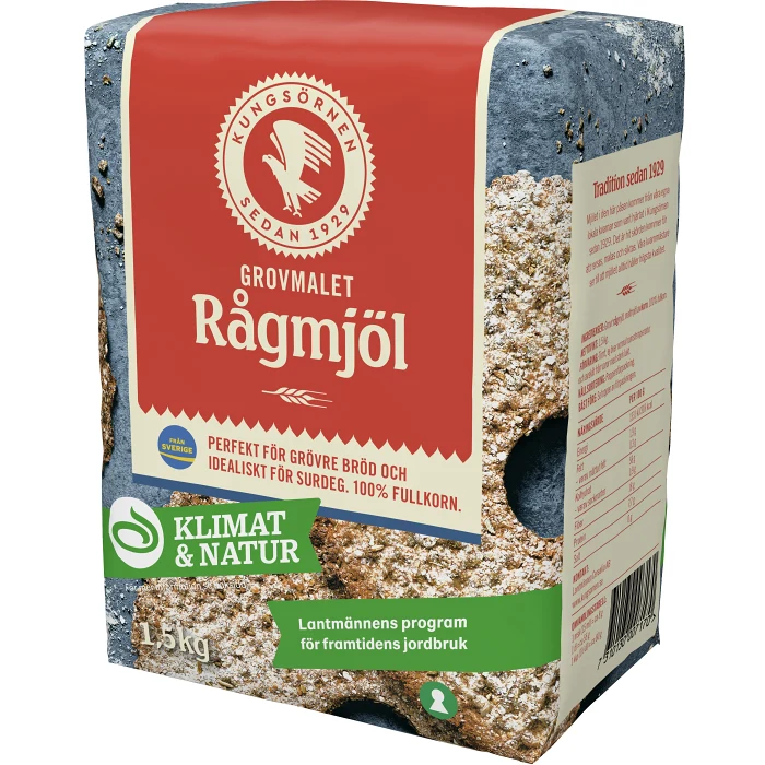 Rågmjöl Grovmalt 1,5kg Kungsörnen