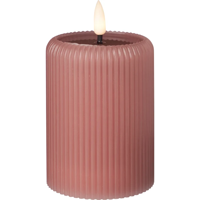 LED Blockljus rille Dusty pink H10cm