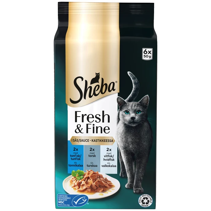 Kattmat Tonfisk/Torsk/Vitfisk 6x50g Sheba