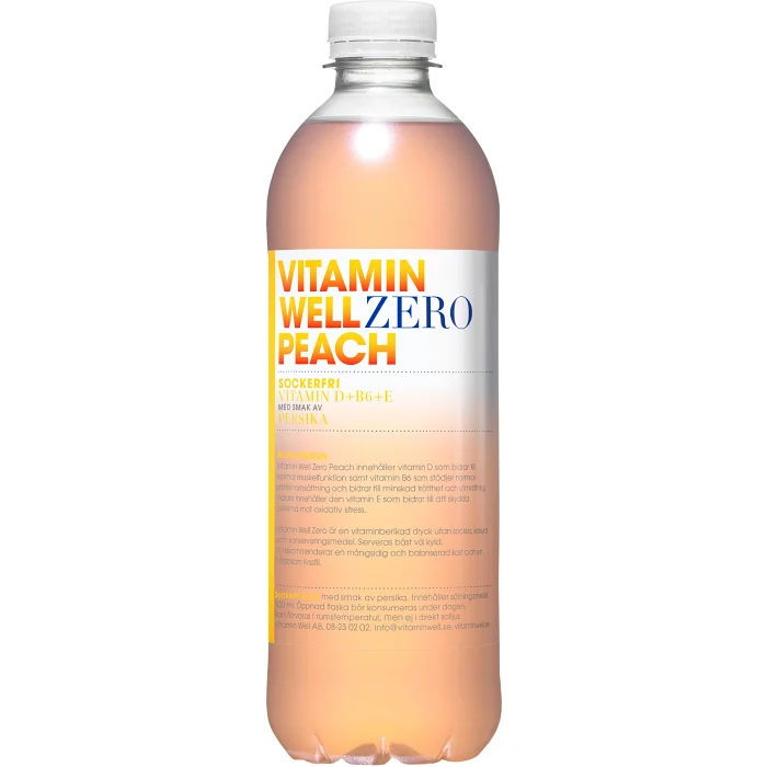 Vitamindryck Zero Peach 50cl Vitamin Well