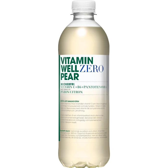 Vitamindryck Zero Pear 50cl Vitamin Well