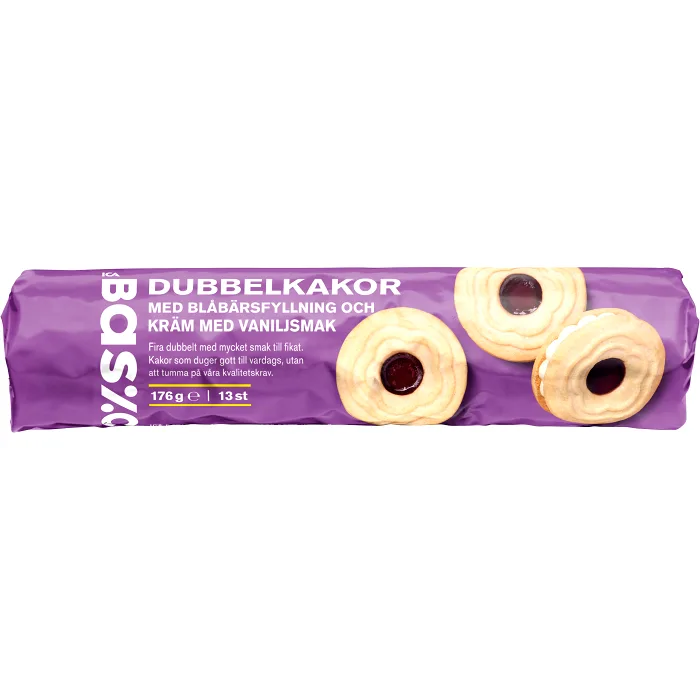 Dubbelkakor blåbär 176g ICA Basic