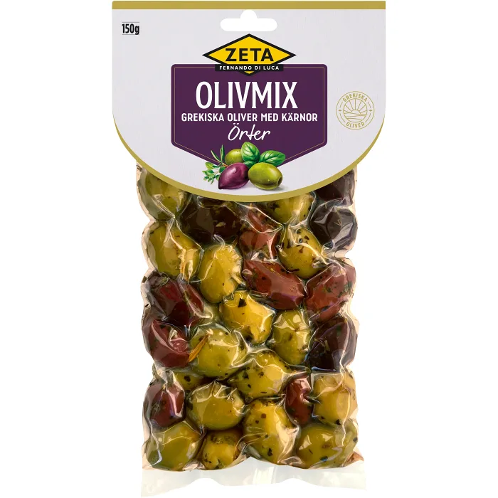 Oliver Olivmix grekiska Örter med kärnor 150g Zeta