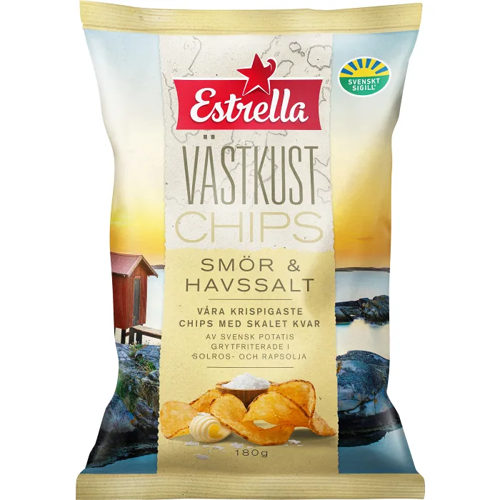 Västkustchips Smör & Havssalt 180g Estrella