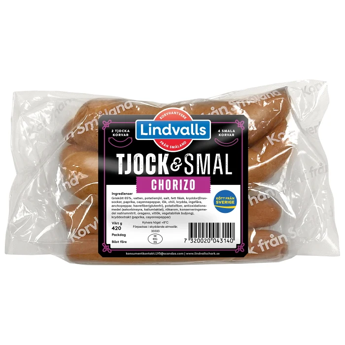 Kryddkorv Chorizo 2 Tjocka & 4 Smala 420g Lindvalls