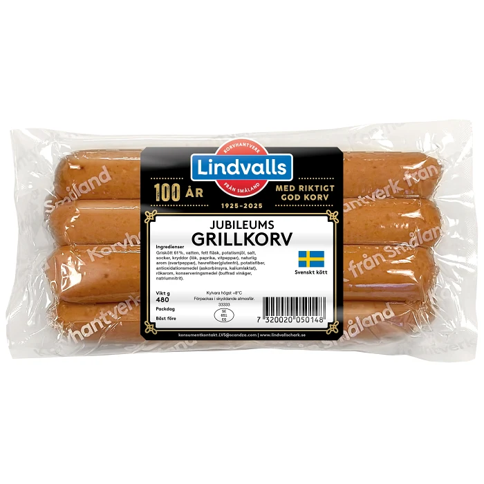 Grillkorv Jubileums 480g Lindvalls