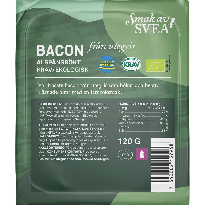 Bacon Tärnat KRAV 120g Smak av Svea