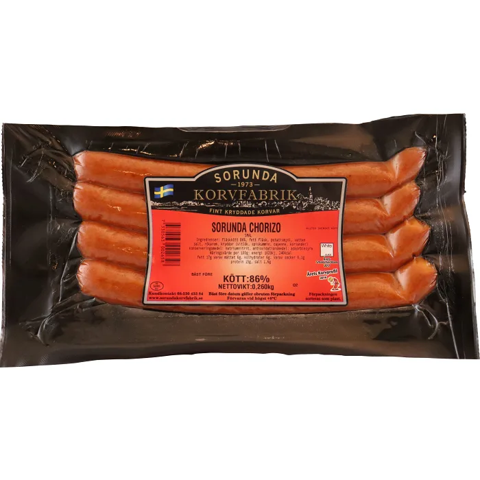 Kryddkorv Chorizo Smal 86% Kötthalt 260g Sorunda korvfabrik