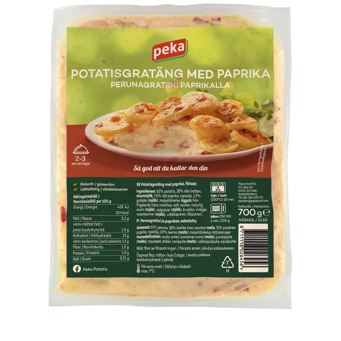Färsk Potatisgratäng med paprika 700gPeka