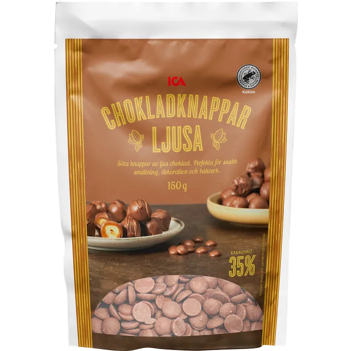 Chokladknappar Ljus Choklad 150g ICA