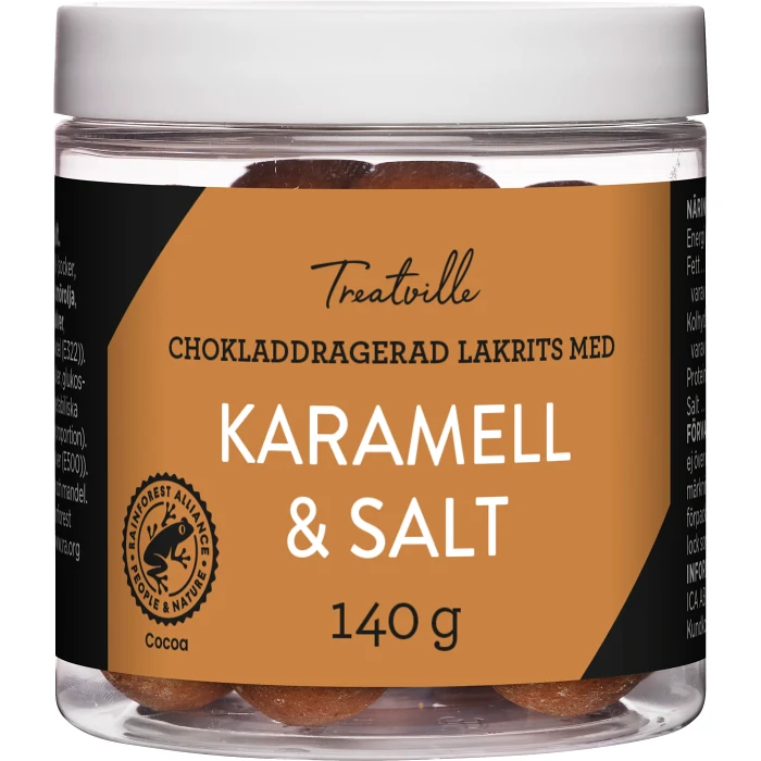 Lakritskulor Chokladdragerad lakrits-karamell 140g Treatville