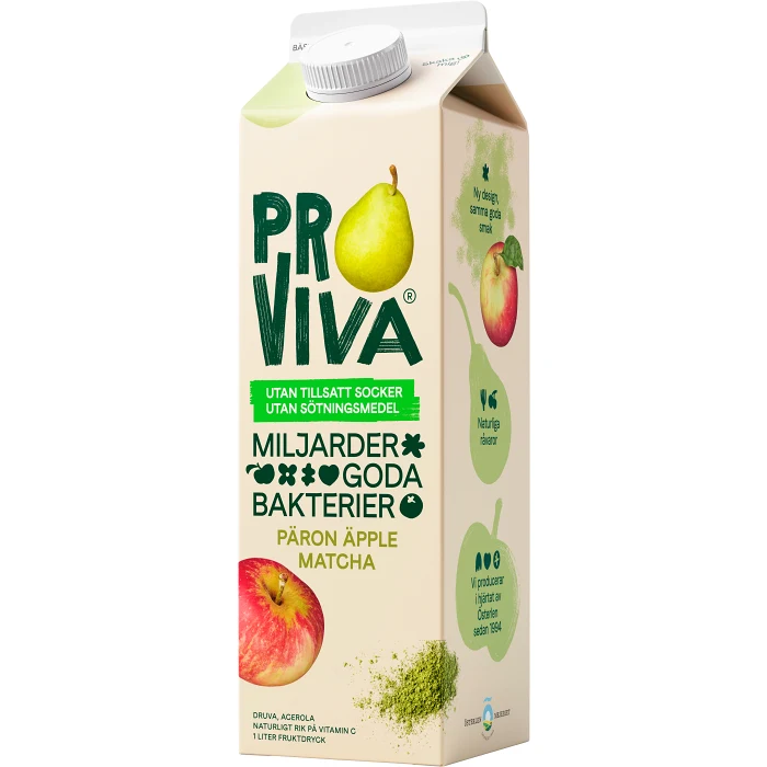 Fruktdryck Päron Äpple Matcha 1l Proviva