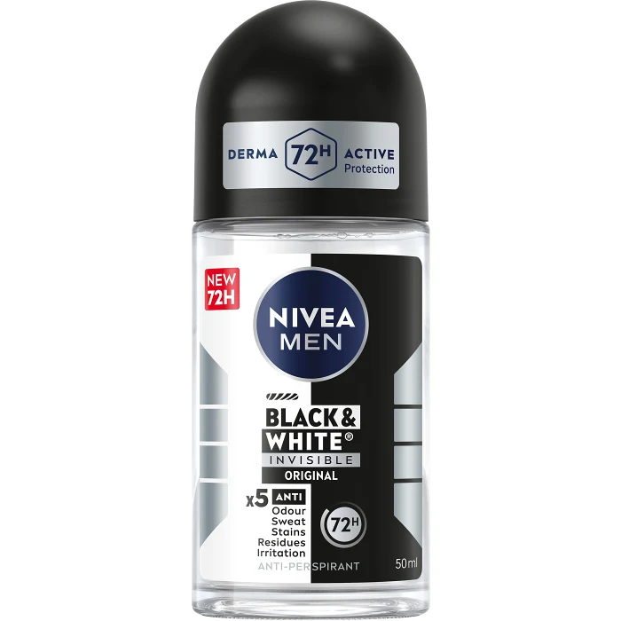 Deodorant 72h Black & White Original Roll On 50ml Nivea Men