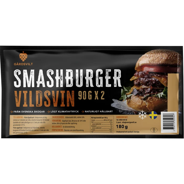 Vildsvin Smashburger 180g Svenskt Gårdsvilt