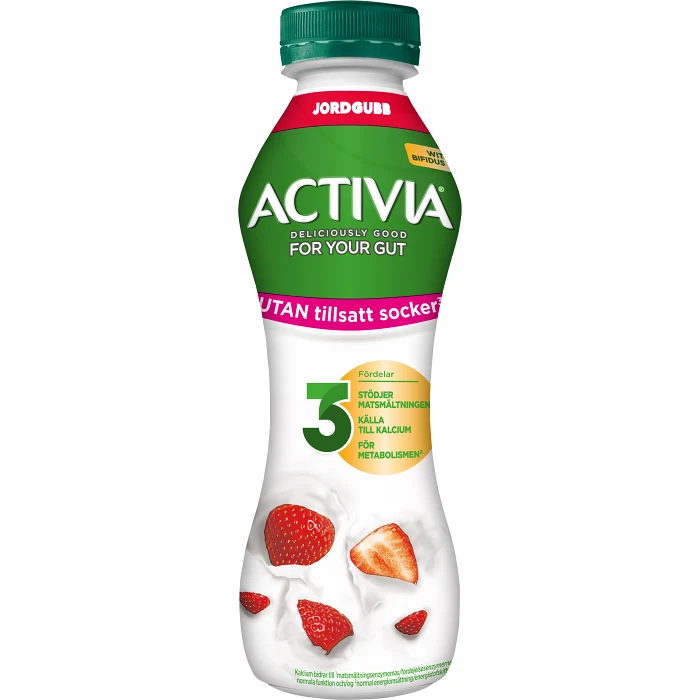 Drickyoghurt Jordgubb utan tillsatt socker 310g Activia