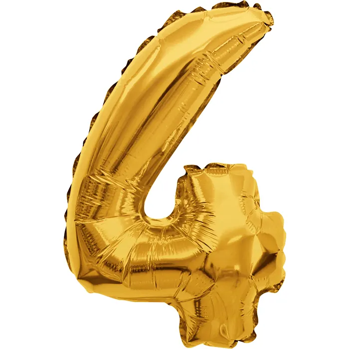 Folieballong Nr 4 Guld Happy Party