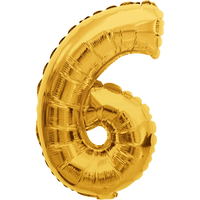 Folieballong Nr 6 Guld Happy Party
