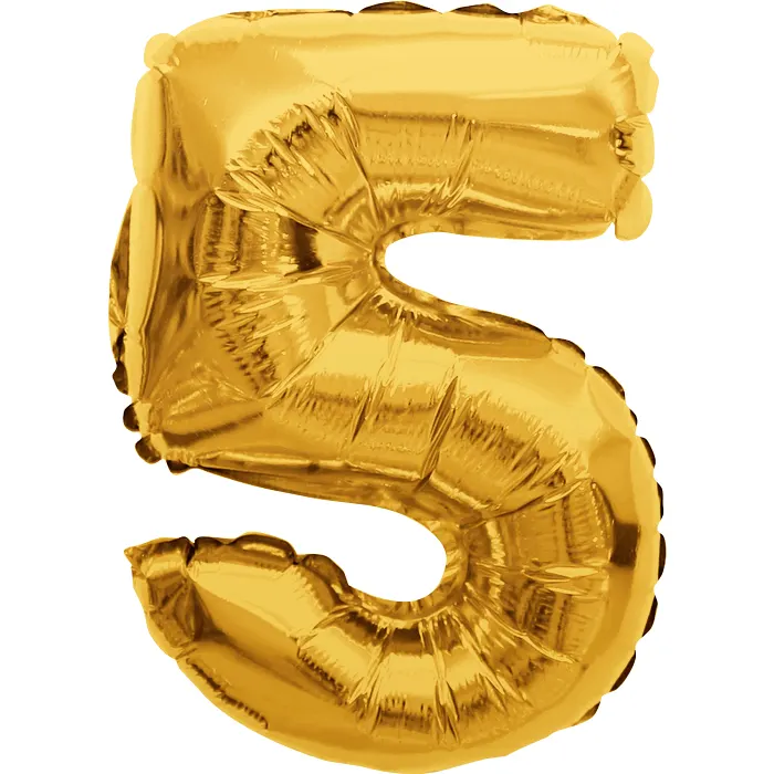 Folieballong Nr 5 Guld Happy Party