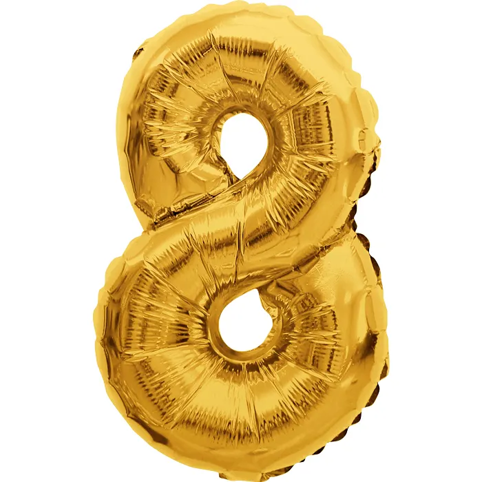 Folieballong Nr 8 Guld Happy Party