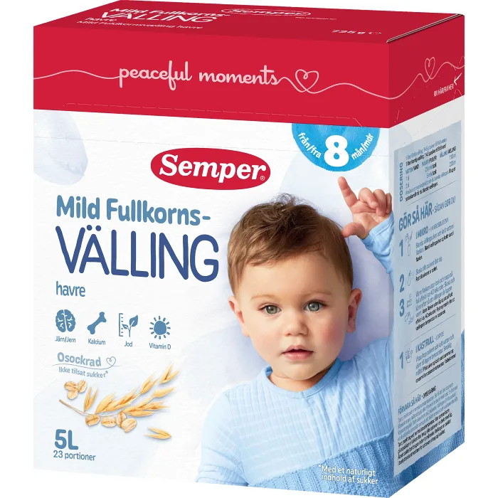 Fullkornsvälling Mild med havre Från 8m 5l Semper