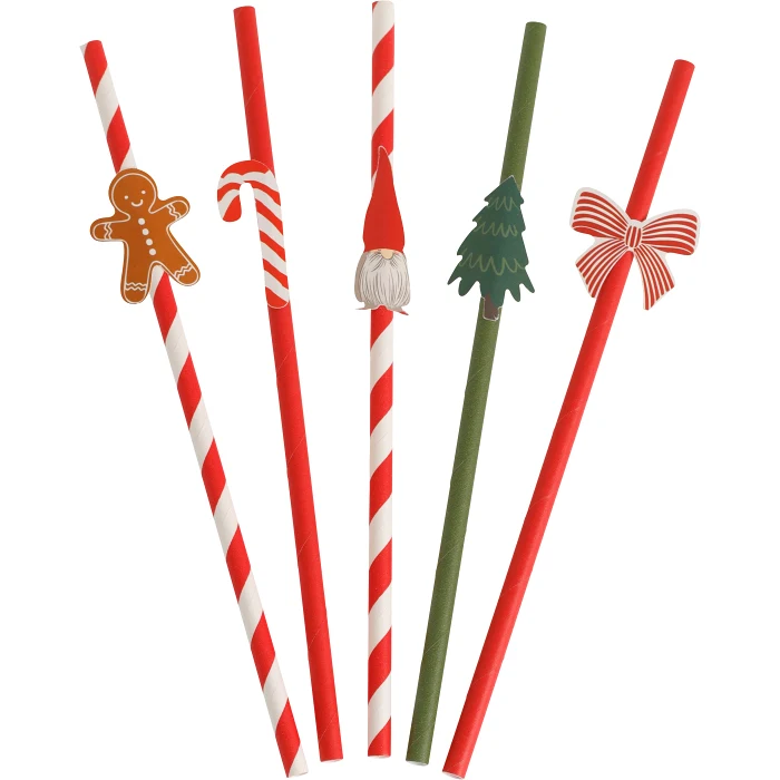 Sugrör Jul blandade motiv 20cm 10-p Festive
