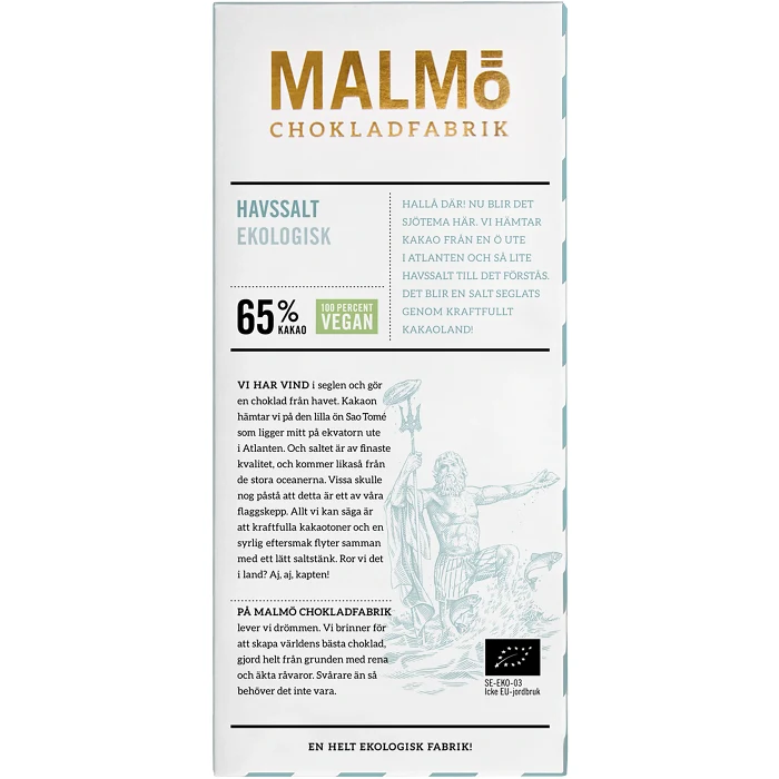 Chokladkaka Mörk Choklad Havssalt 65% 80g Malmö Chokladfabrik