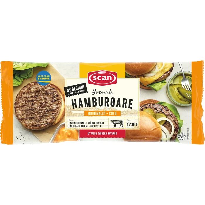 Hamburgare ostekt 130g 4-p Scan