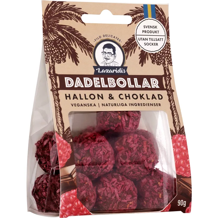 Dadelboll choklad hallon 90g Lazaridis