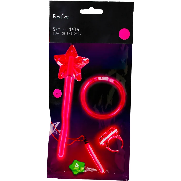 Set Glow in the dark Rosa 4-p