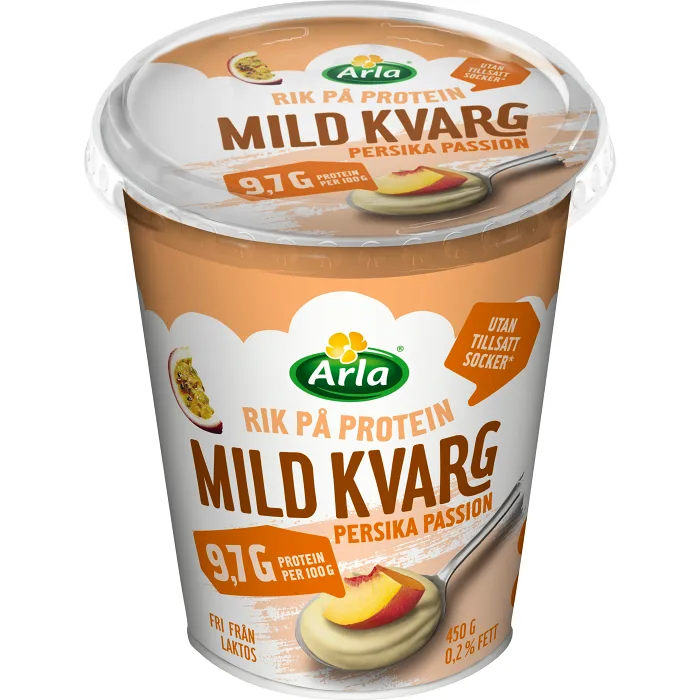 Kvarg Mild Persika Passion Laktosfri 0,2% 450g Arla®