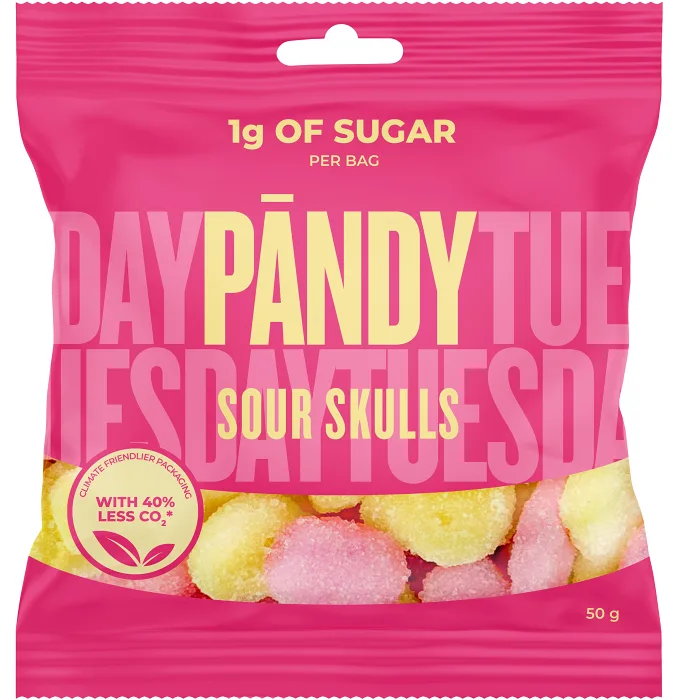 Godispåse Gelé Candy Sour Skulls 50g Pändy