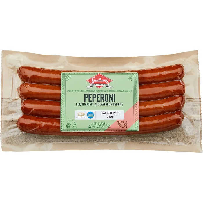 Kryddkorv Peperoni 76% Kötthalt 240g Gudruns