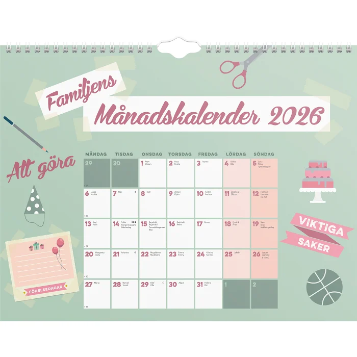 VäggKalender Familjens 2026