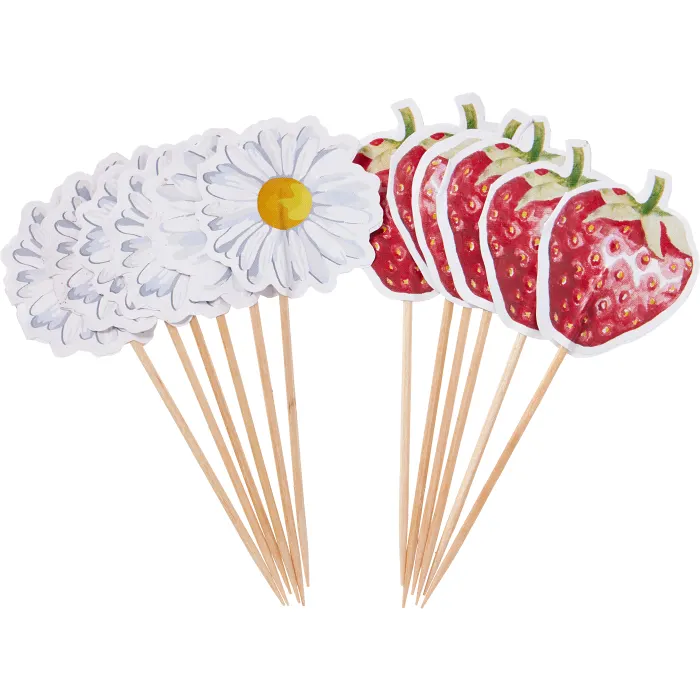 Midsommarpicks jordgubbar/prästkragar