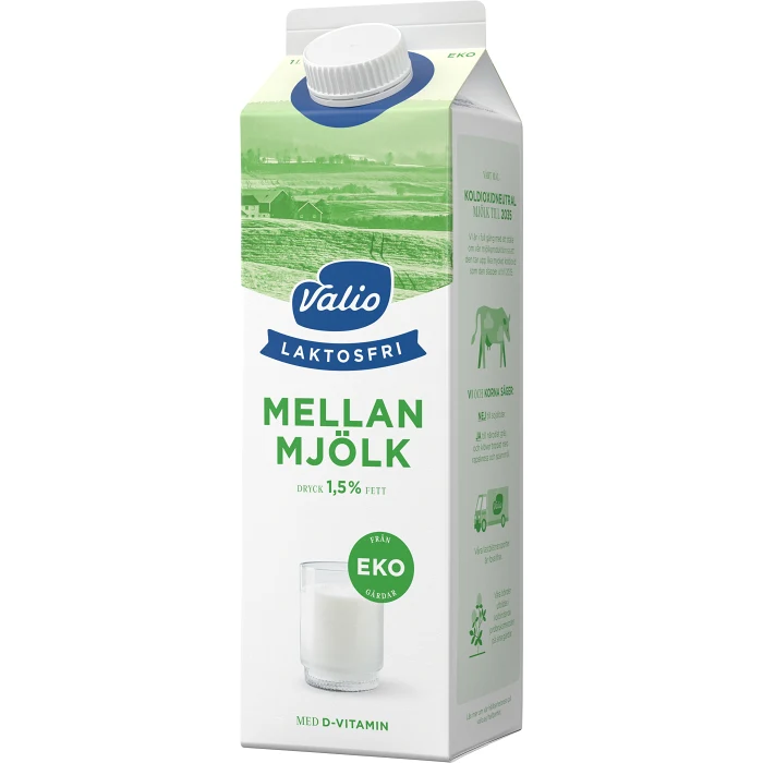 Mellanmjölk Laktosfri 1,5% 1l KRAV Valio