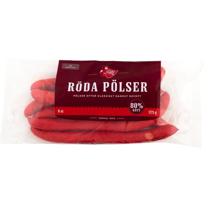 Röd Hot Dog pölser 375g Göl