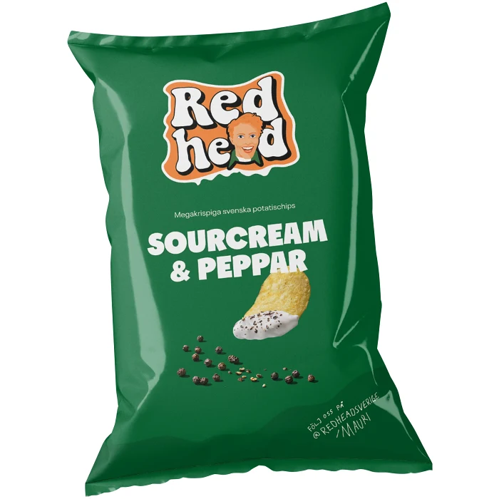 Chips Sourcream & Peppar 150g Redhead