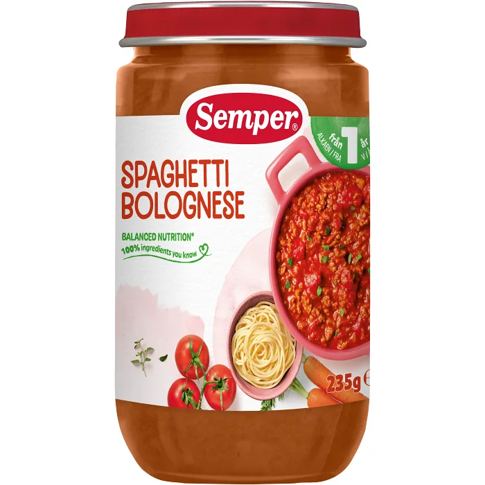 Spagetti & köttfärssås 1år 235g Semper