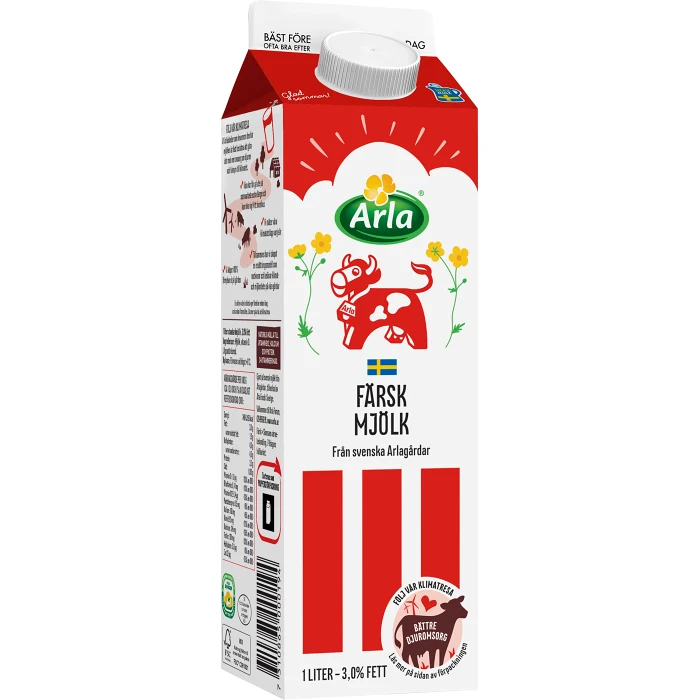 Färsk standardmjölk 3% 1l Arla Ko®