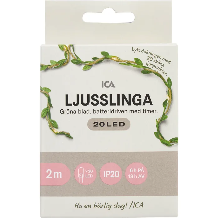 Ljusslinga 20 LED jute batteri ICA