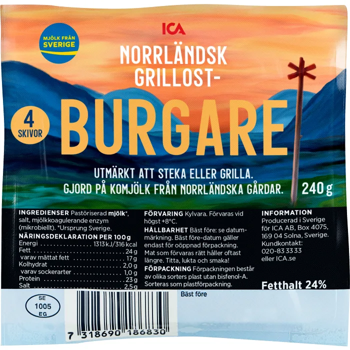 Grillostburgare Norrländsk 24% 4-p 240g ICA