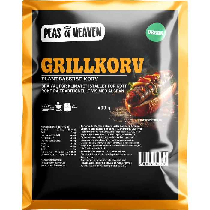 Grillkorv vegan 400g Peas of Heaven