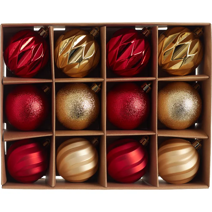 Julkulor 6cm röd/guld 12-p Festive