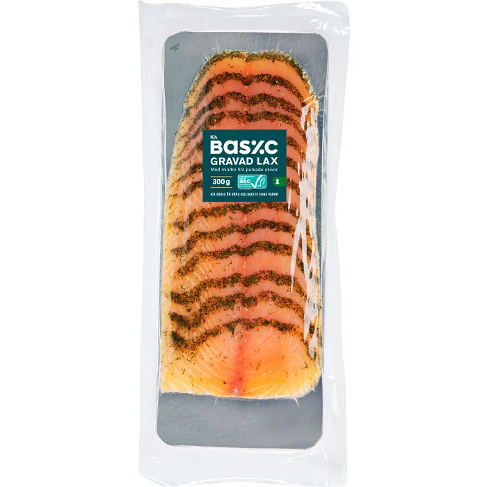 Lax Gravad Skivad Upptinad 300g ICA Basic