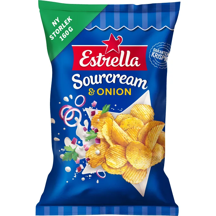 Potatischips Sourcream & Onion 160 Gram Estrella